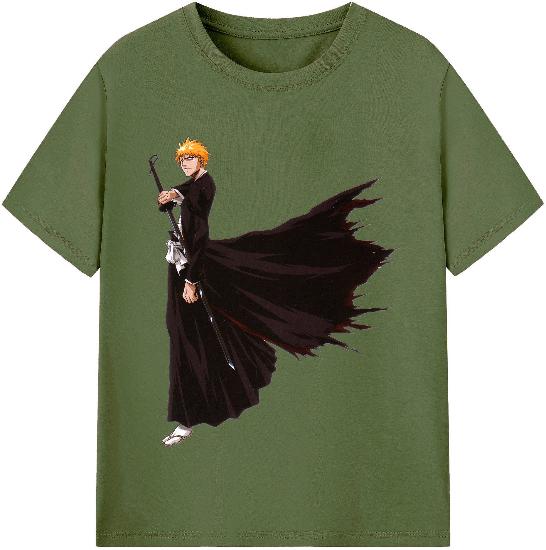 （画像用） ブリーチ 黒崎一護（くろさき いちご）BLEACH Kurosaki Ichigo 綿100％半袖Tシャツ（フロントプリント）